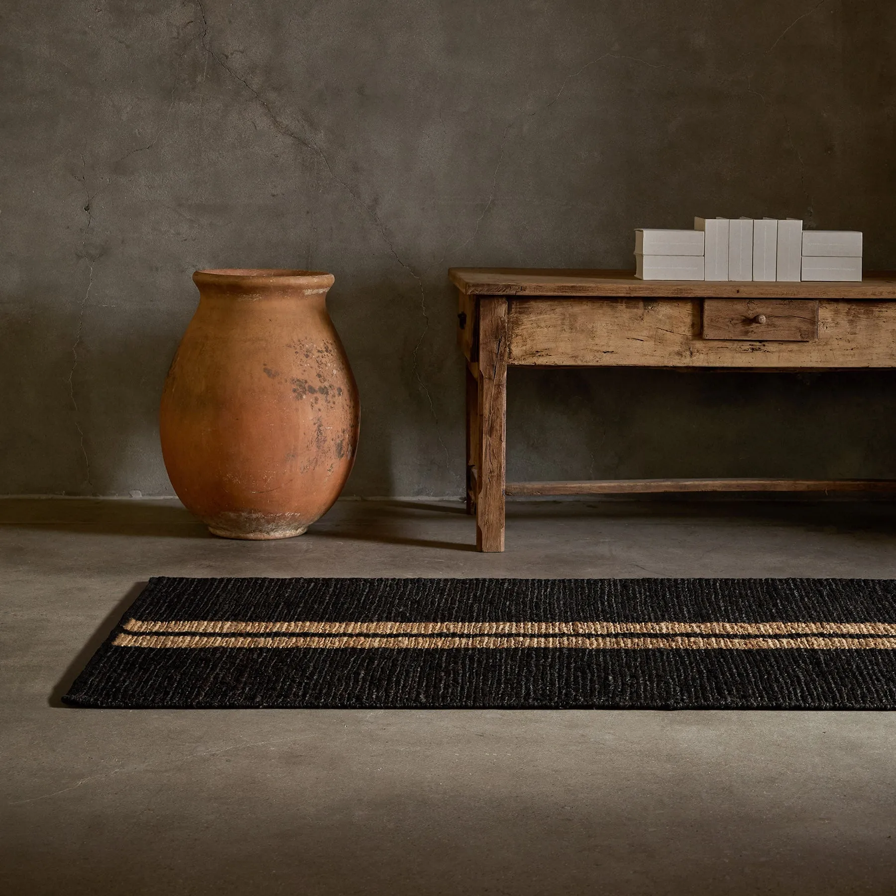 Jute Runner - Charcoal/Natural Stripe