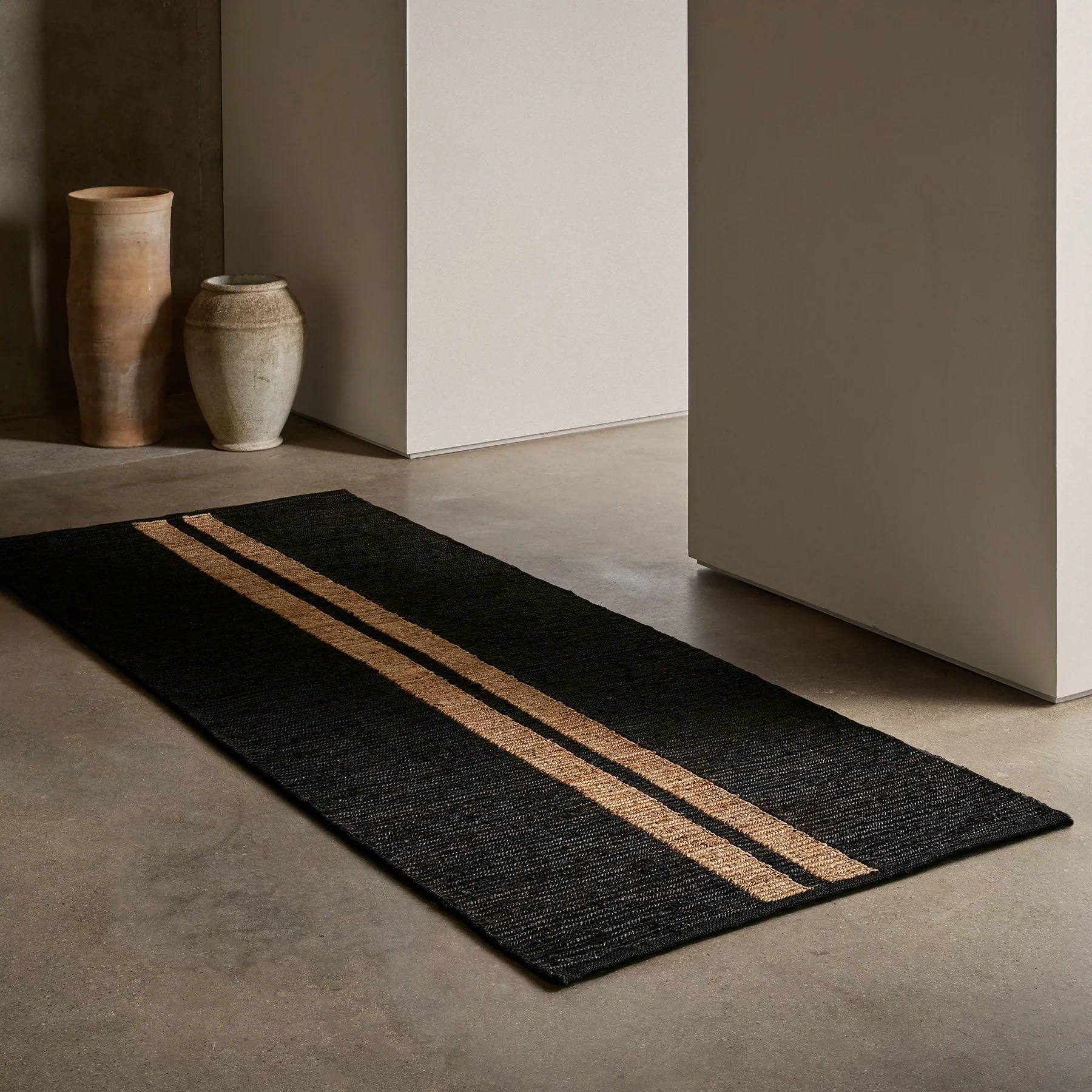 Jute Runner - Charcoal/Natural Stripe