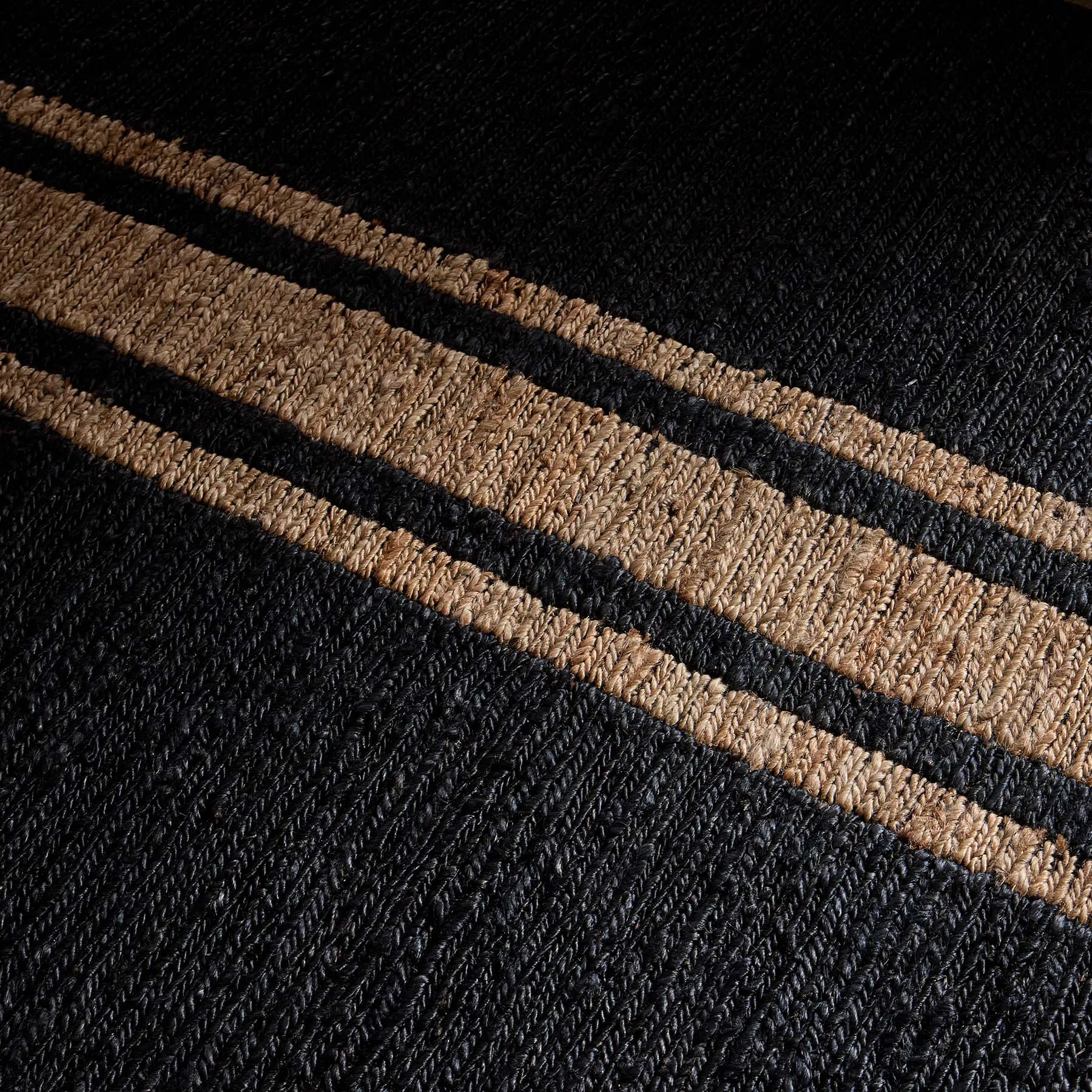 Jute Runner - Charcoal/Natural Triple Stripe