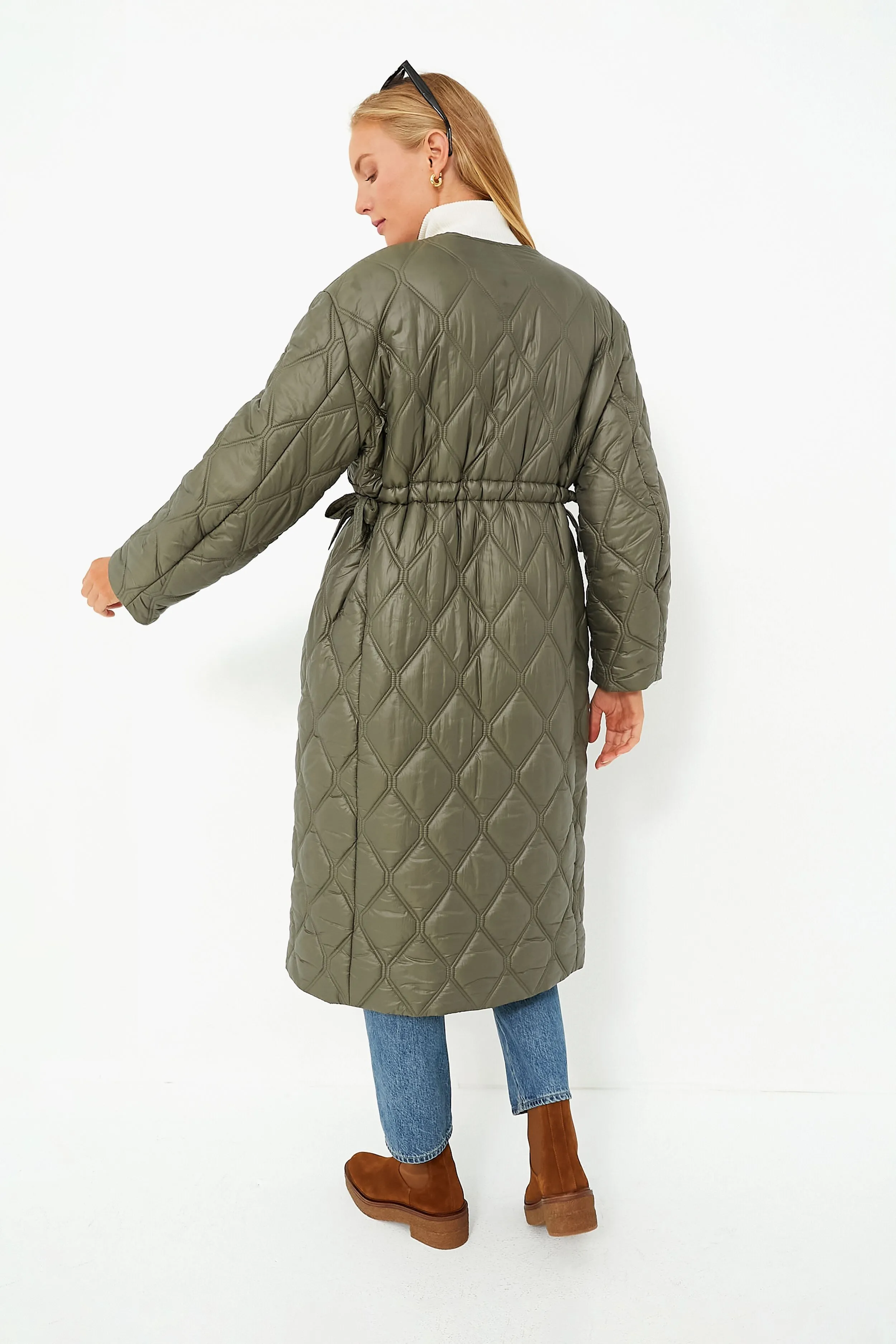 Kalamata Shiny Quilt Long Coat