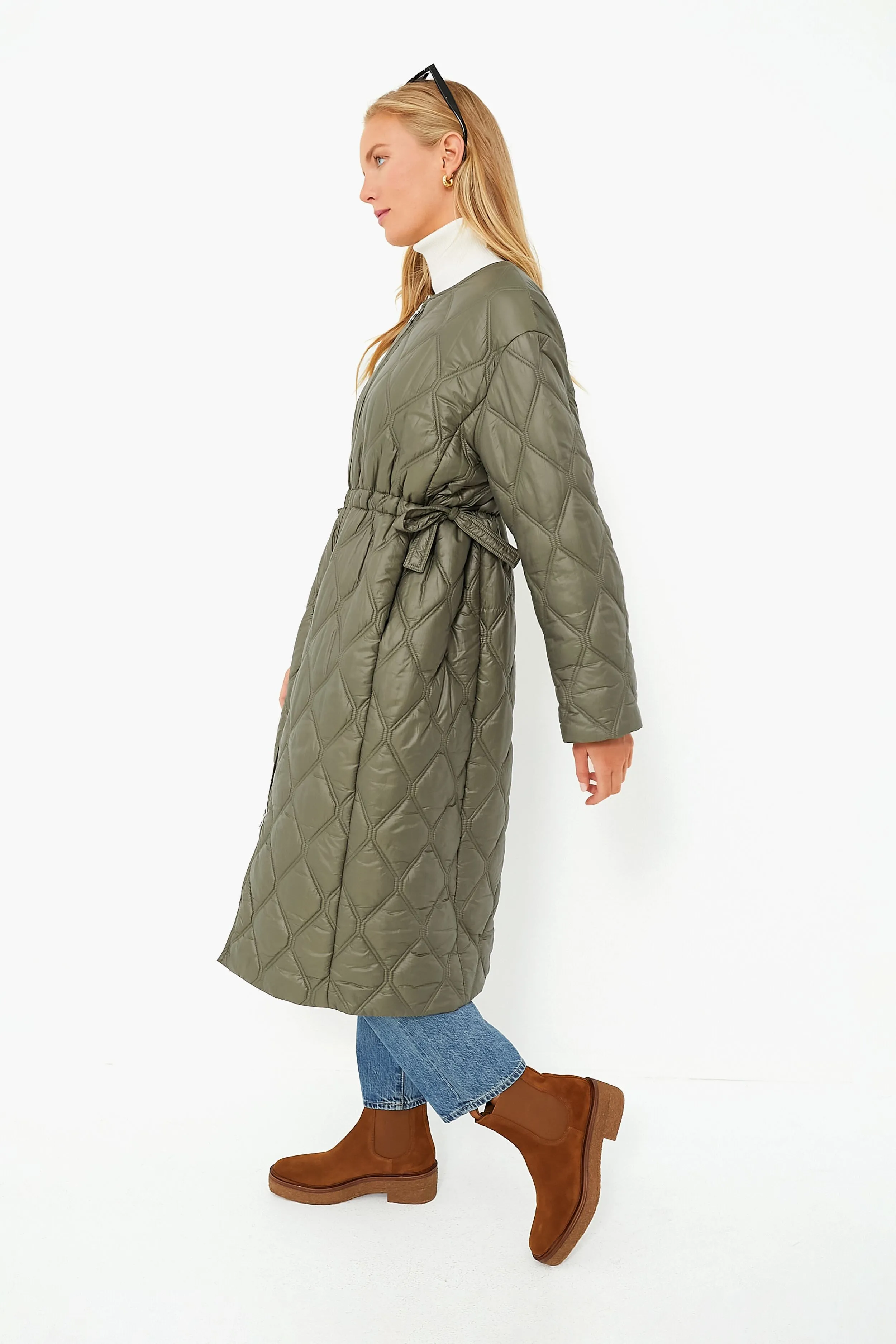 Kalamata Shiny Quilt Long Coat