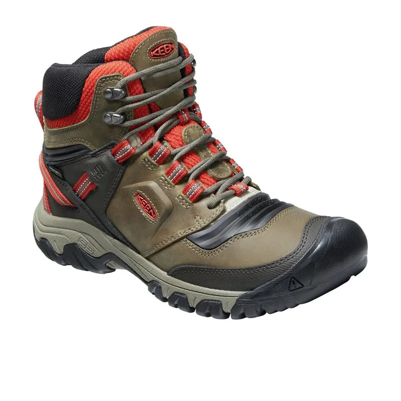 Keen Ridge Flex WP Mid Men's Walking Boots - Dark Olive/Ketchup