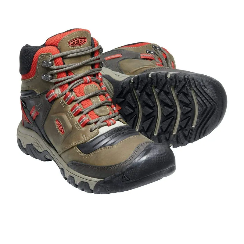 Keen Ridge Flex WP Mid Men's Walking Boots - Dark Olive/Ketchup