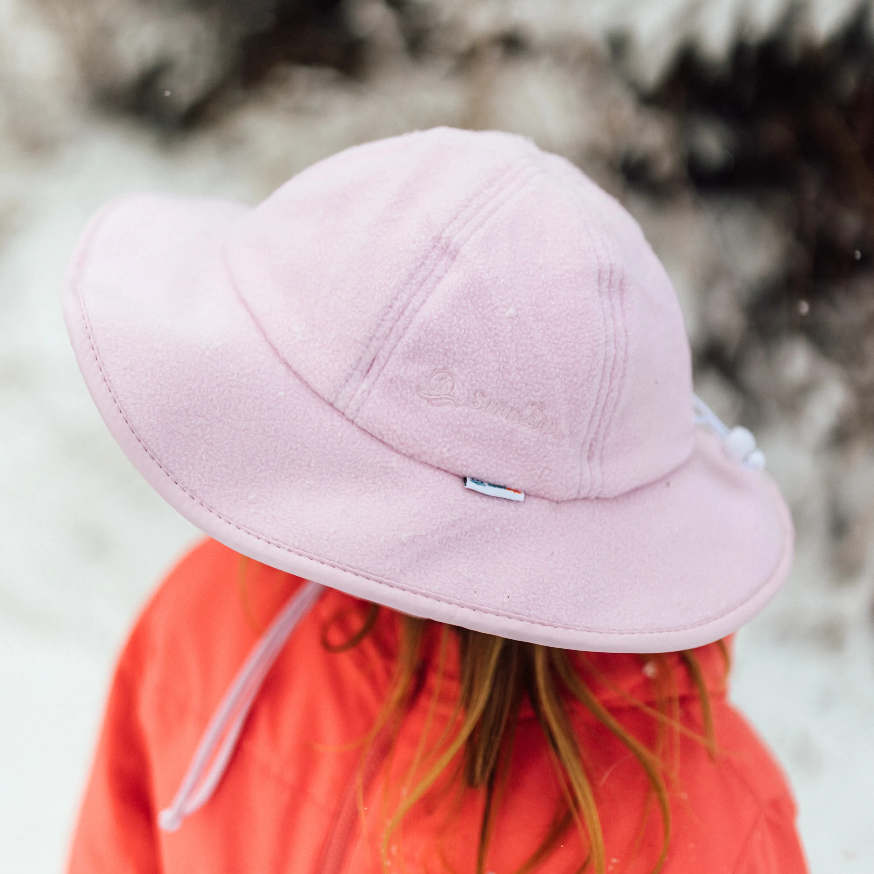 Kids Tundra Ear Flap Fleece Winter Wide Brim Sun Hat - Frosted Pink