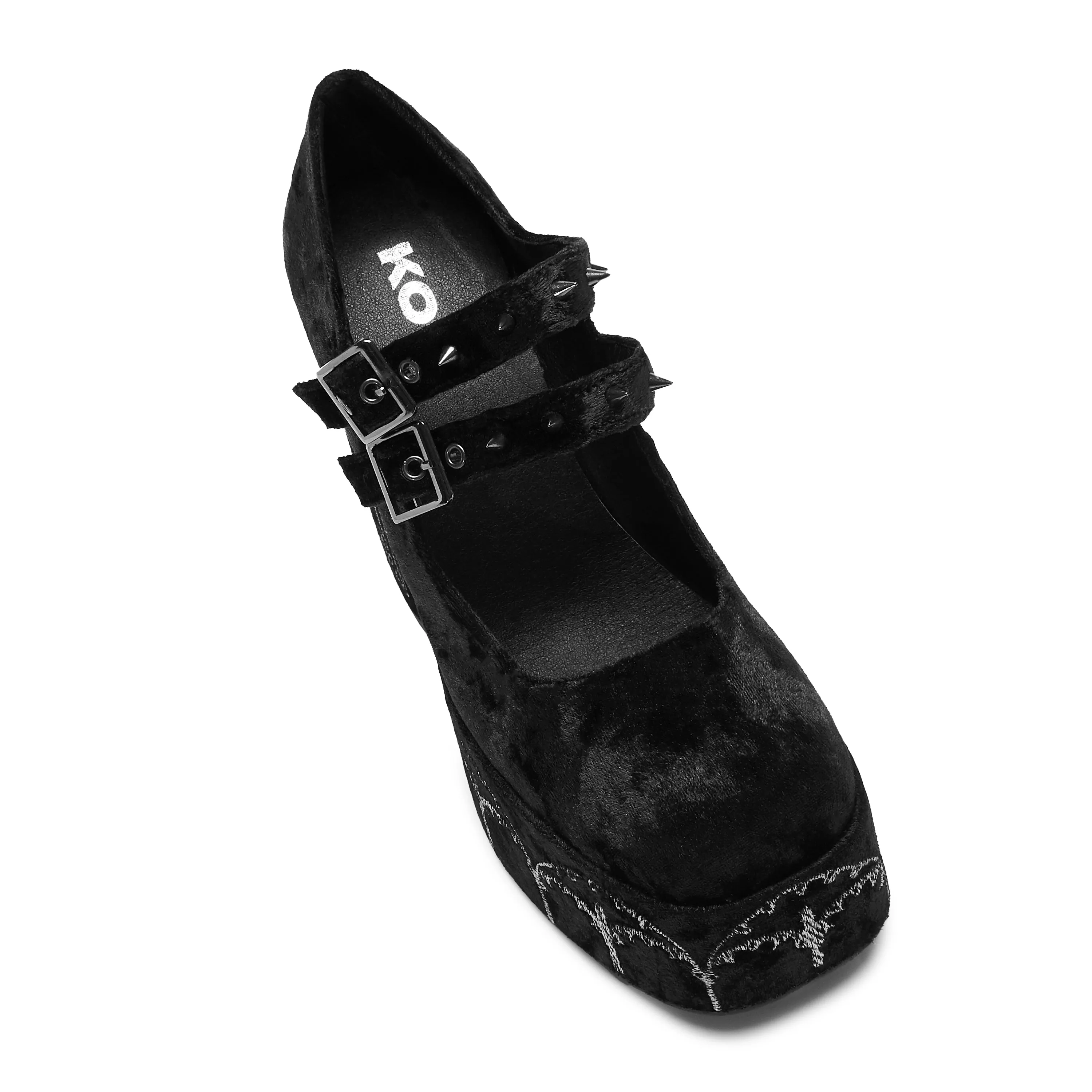 Lady Menace Grunge Crushed Velvet Heels - Black