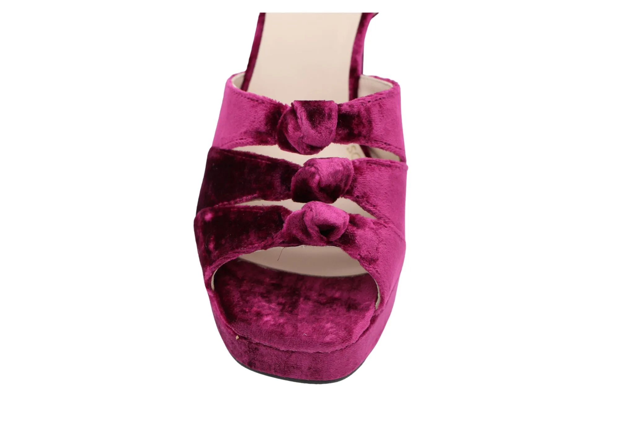 MARIAN Raspberry Crushed Velvet Platform Sandal 55805