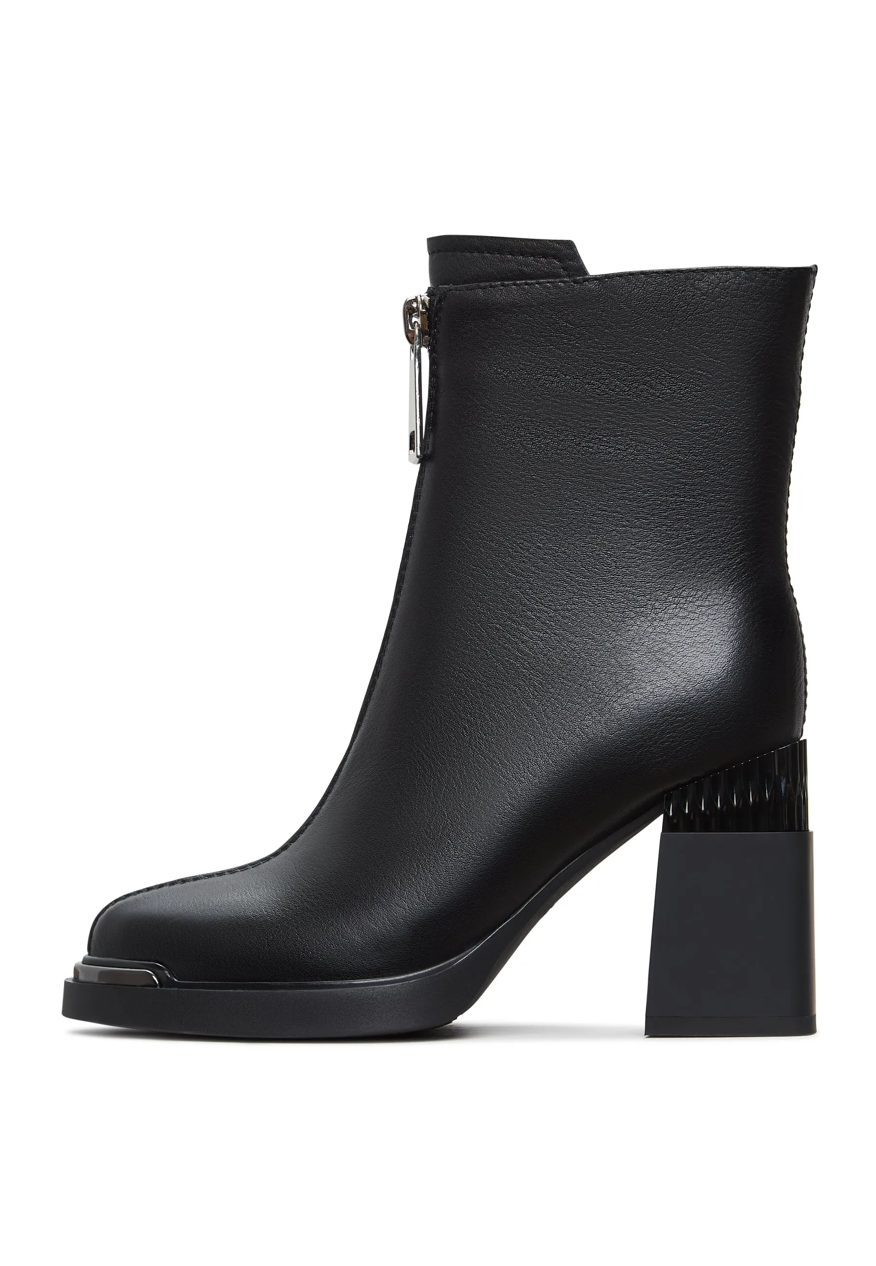 Modern Zipper Heel Boots Thrud - Black