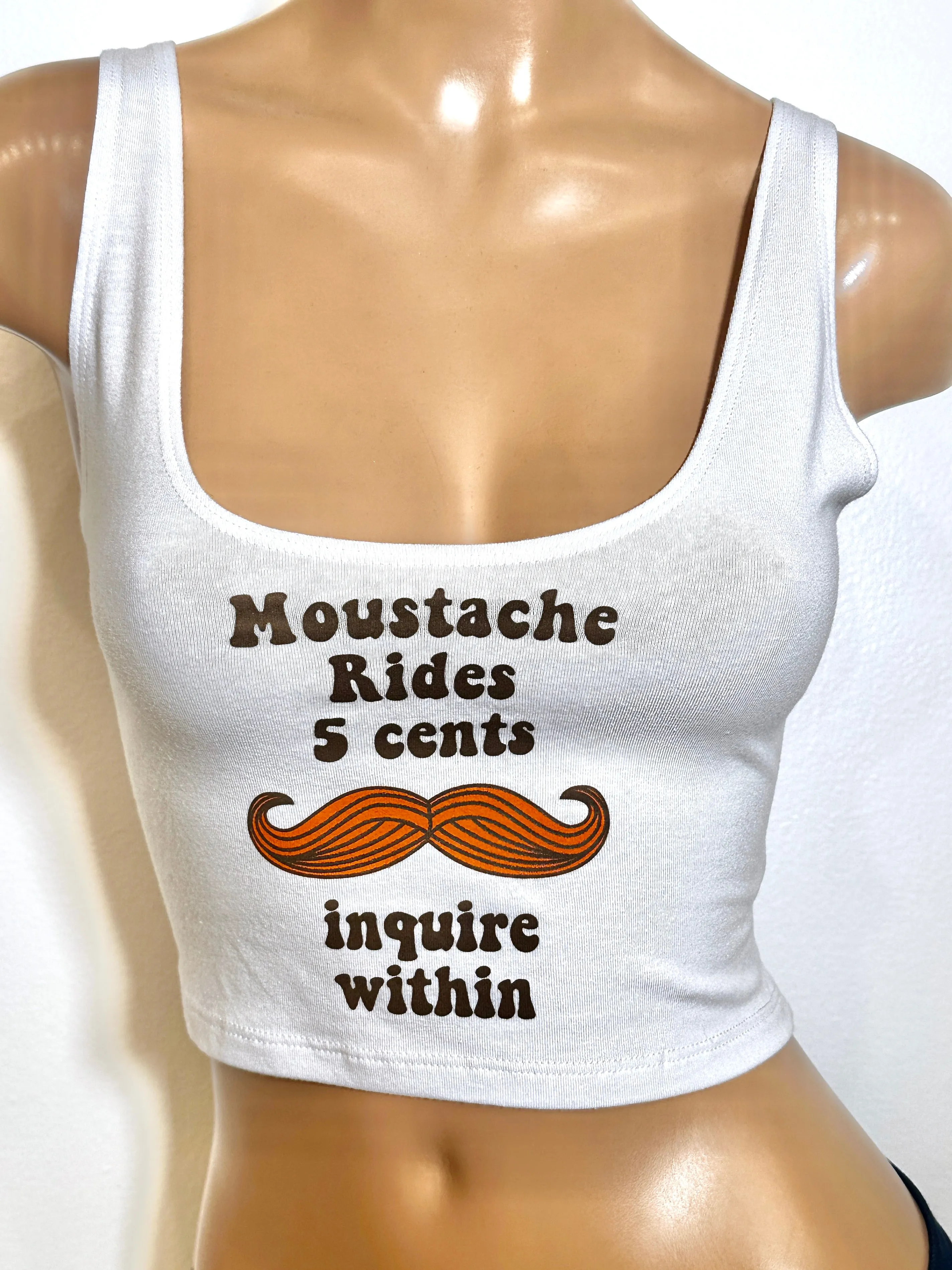 Moustache Crop Tank in White