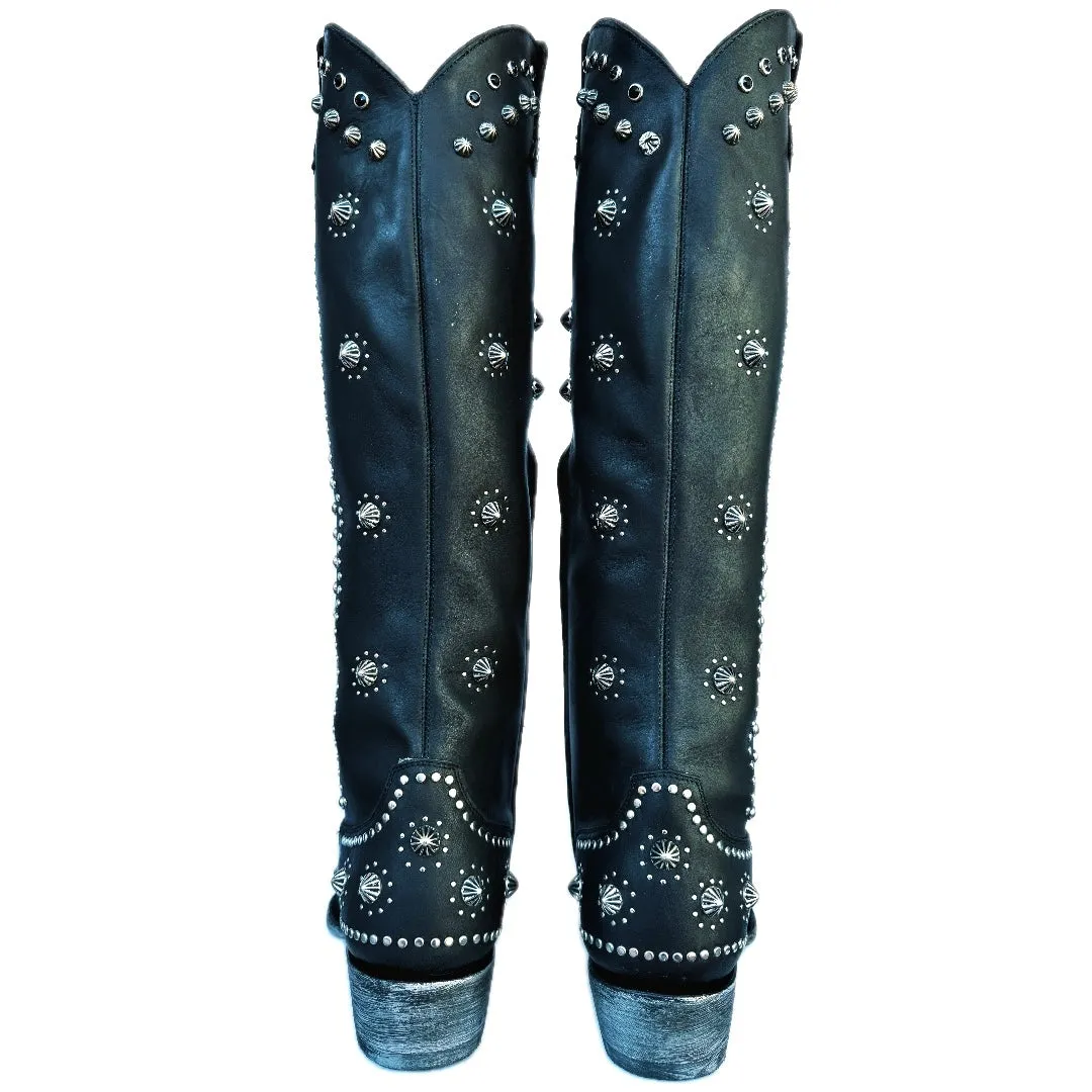 OLD GRINGO Kellie 18” L3095-1 Studded Tall Knee High Cowgirl Cowboy Western Black Boots