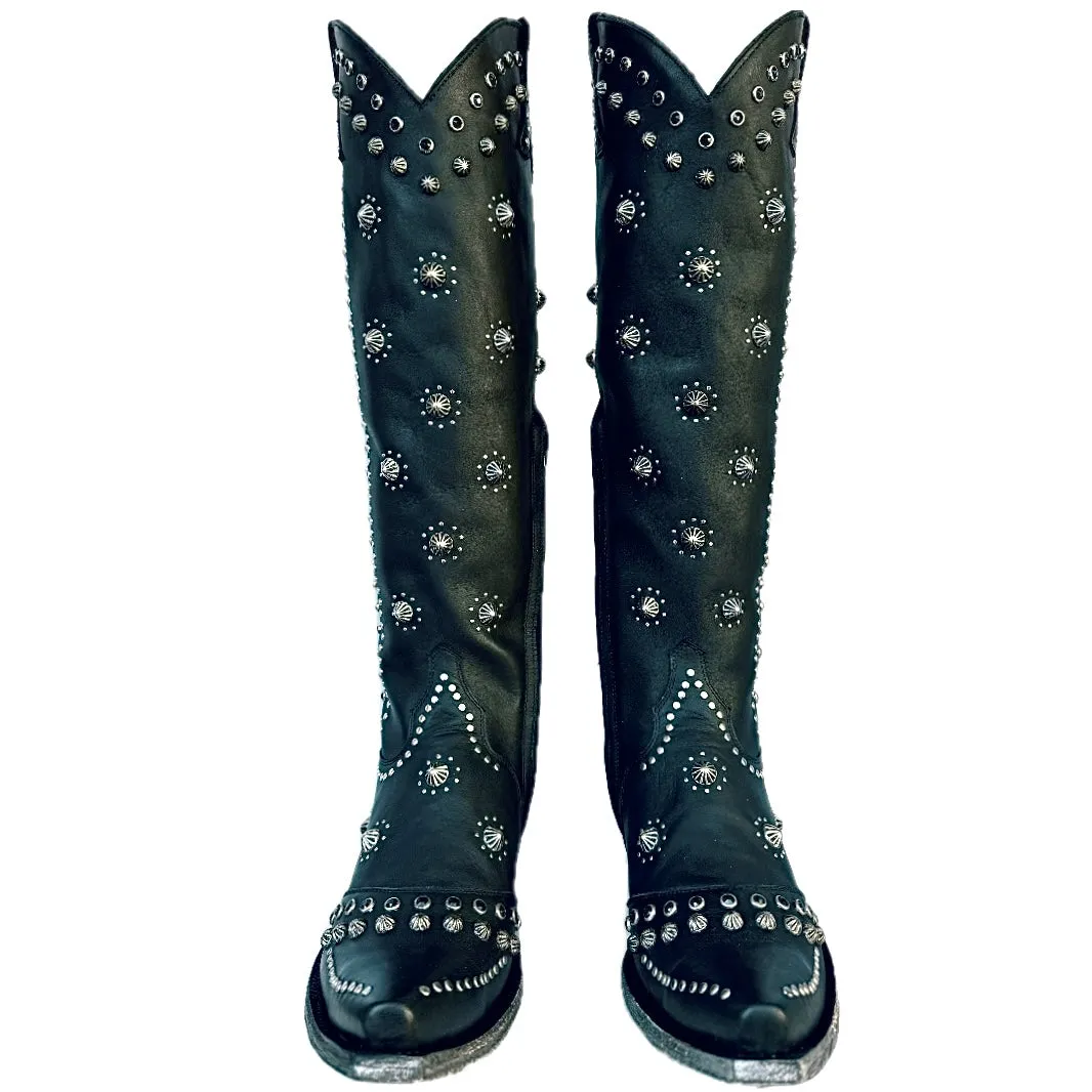 OLD GRINGO Kellie 18” L3095-1 Studded Tall Knee High Cowgirl Cowboy Western Black Boots