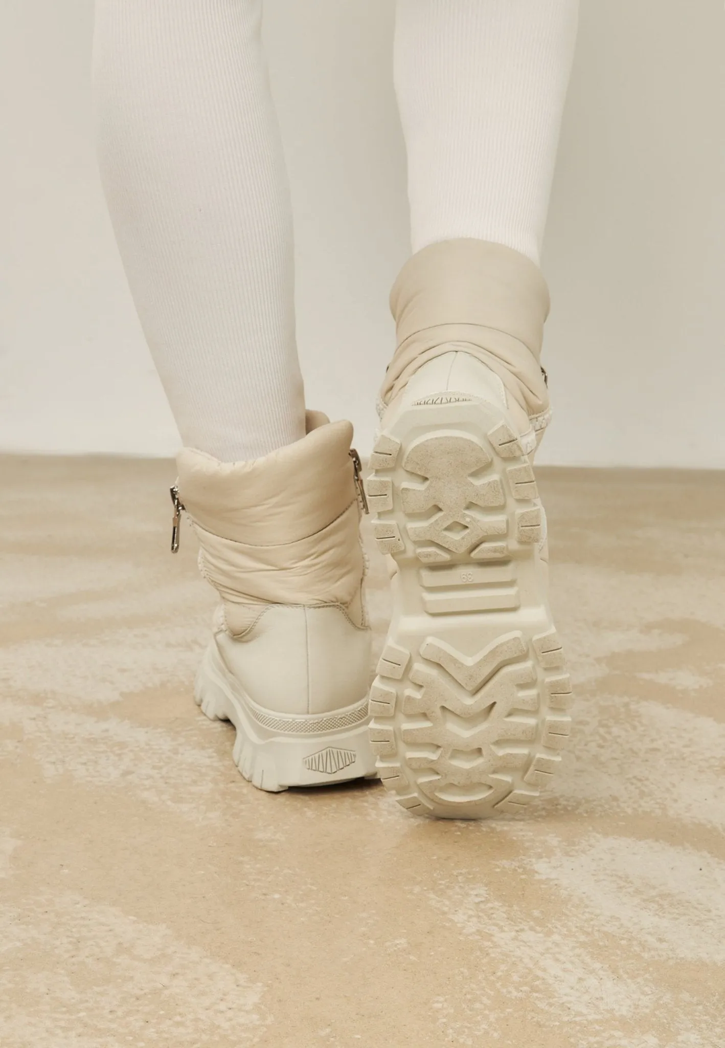 Platform Winter Boots - Beige