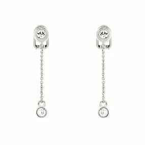 Platinum & Crystal Chain Drop Clip Earrings