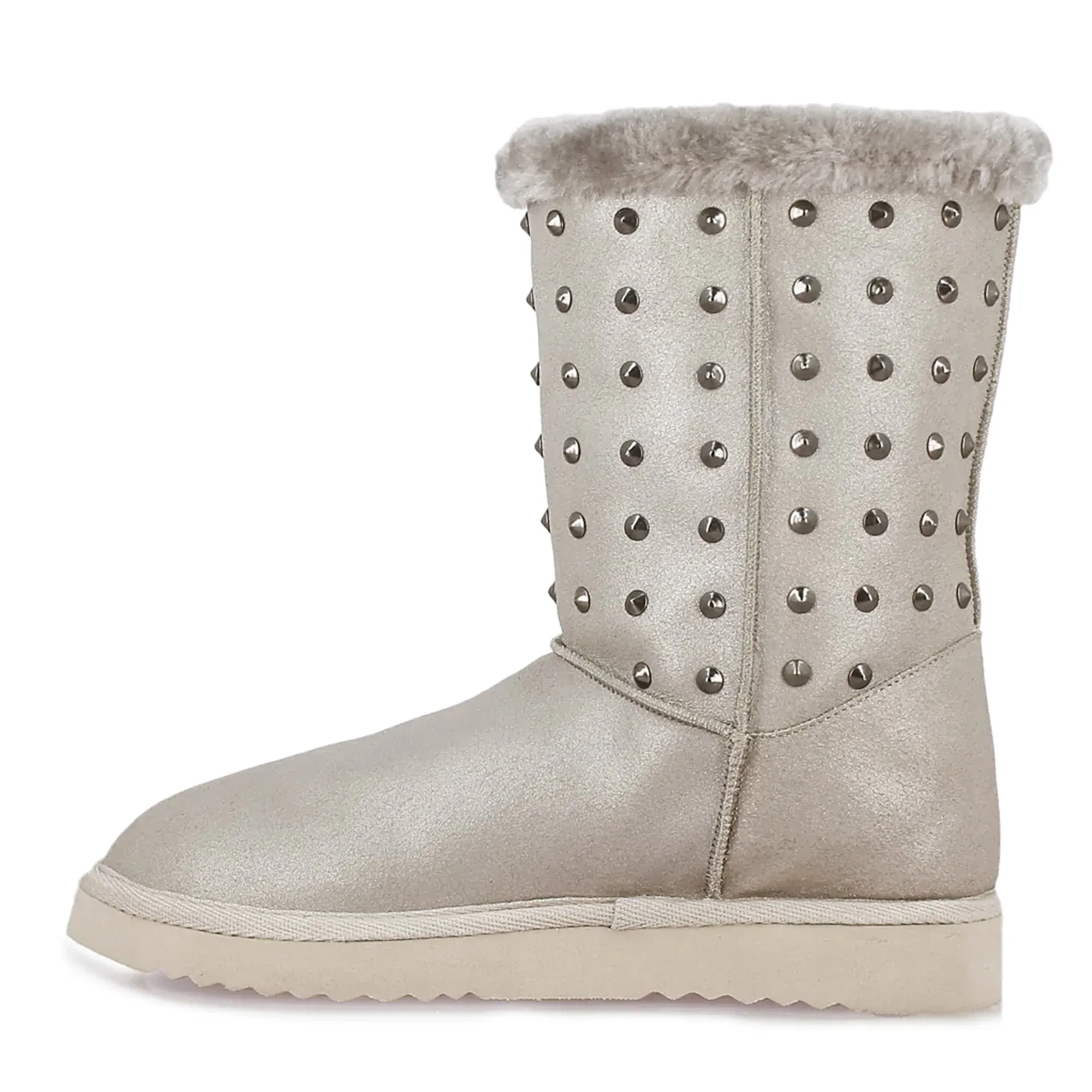 Saint Cassandra Metal Studded Silver Glitter Snug Boots