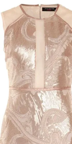 Sheer Champagne Sequin Gown