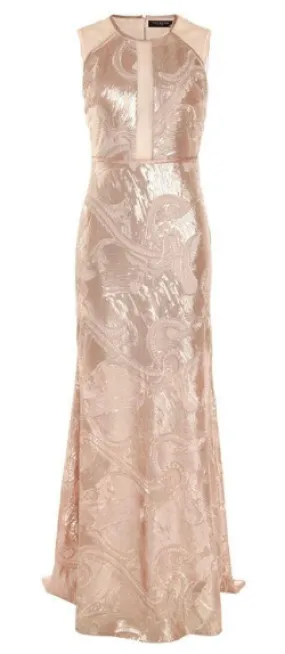 Sheer Champagne Sequin Gown