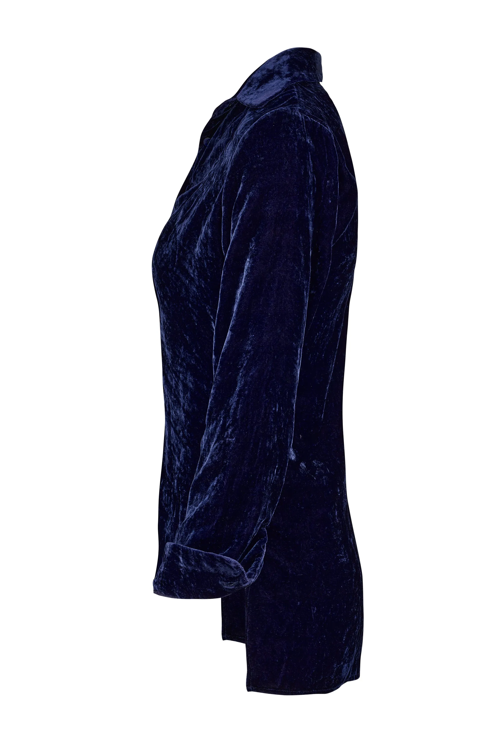 Silk Velvet Shirt In Navy