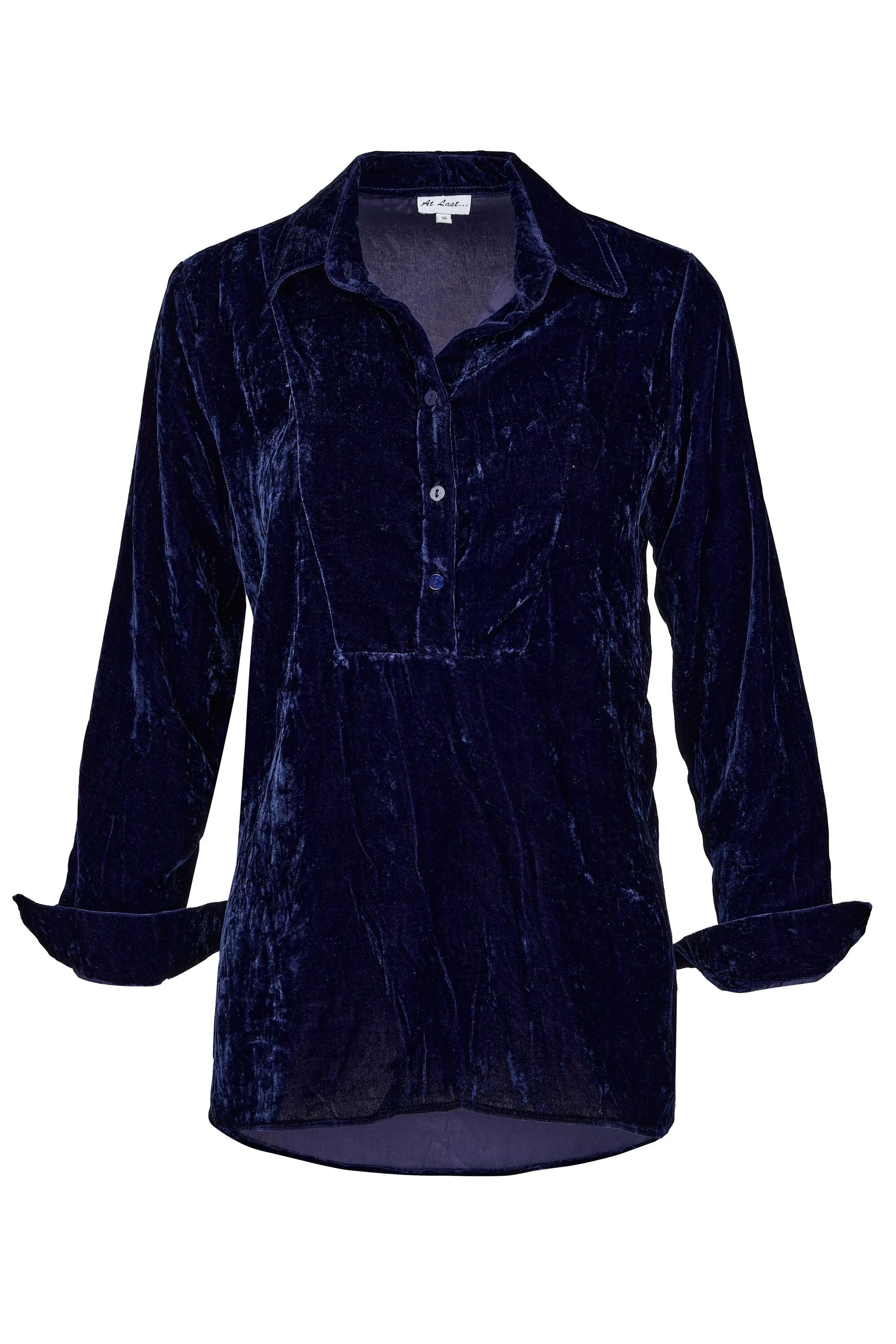 Silk Velvet Shirt In Navy