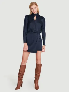 Silk Wrap Party Dress -- Navy