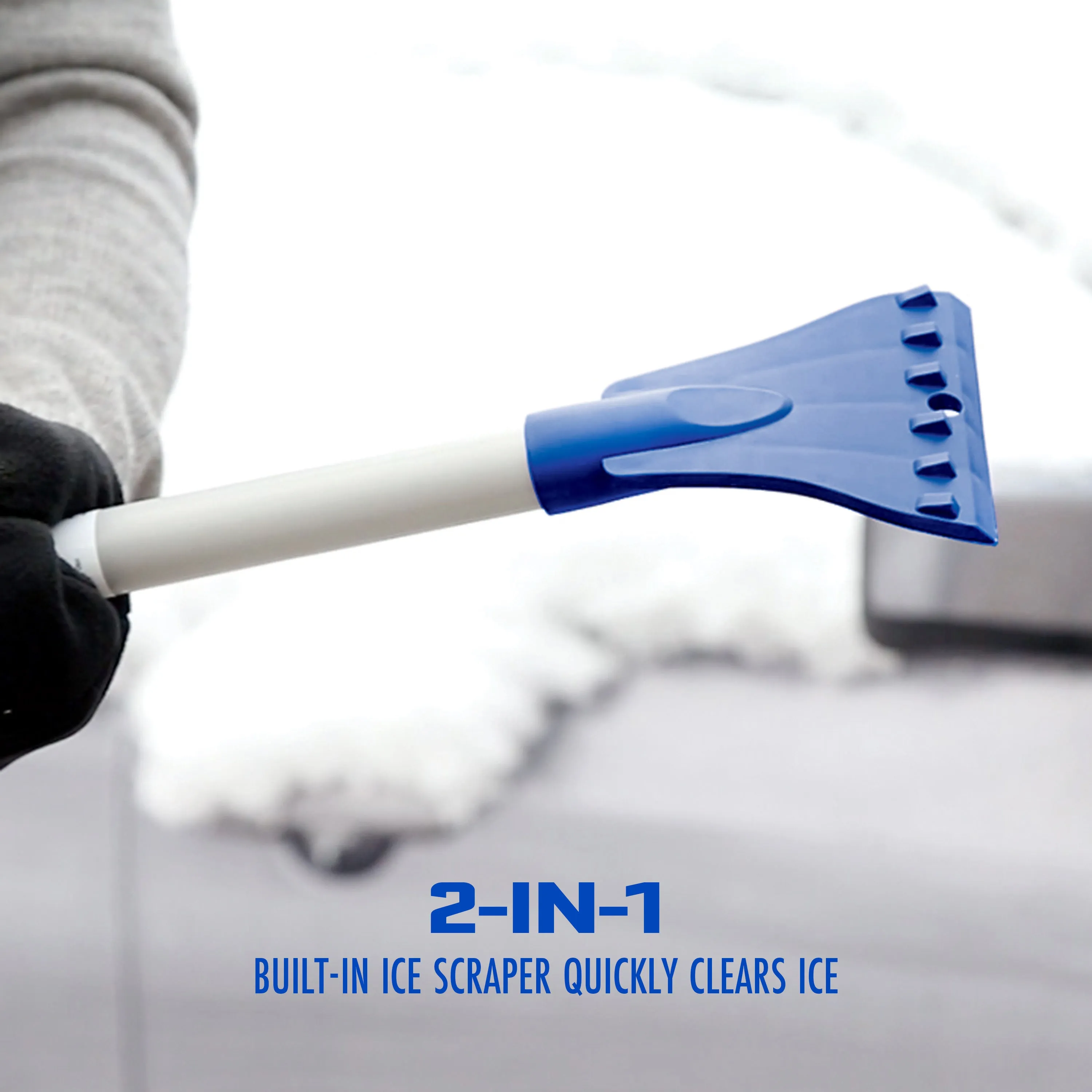 Snow Joe SJBLZD The Original 2-In-1 Telescoping Snow Broom   Ice Scraper | No-Scratch Foam Head, Closed Cell Foam for No Water Absorption | 18-Inch Foam Head