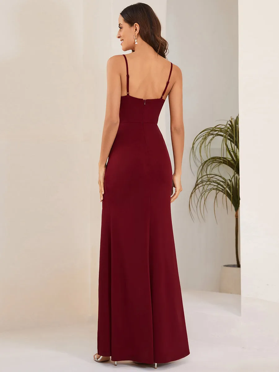 Spaghetti Straps Side Split Shiny wholesale Evening Dresses