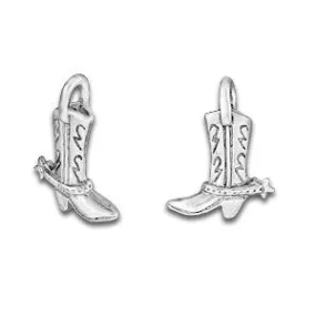 Spurred Cowboy Boot Silver Charm