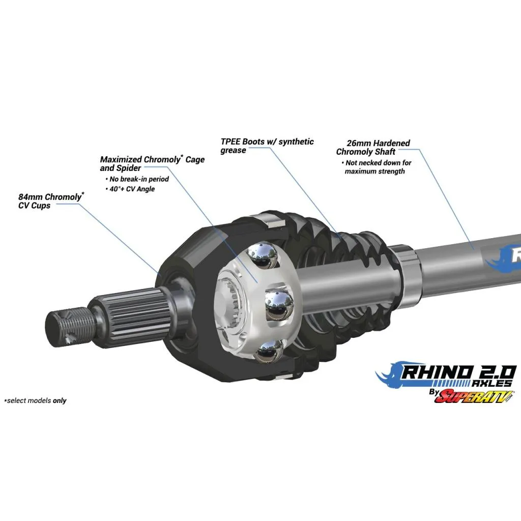 SuperATV Polaris RZR XP 900 (2011-14) Heavy-Duty Axle-Rhino 2.0