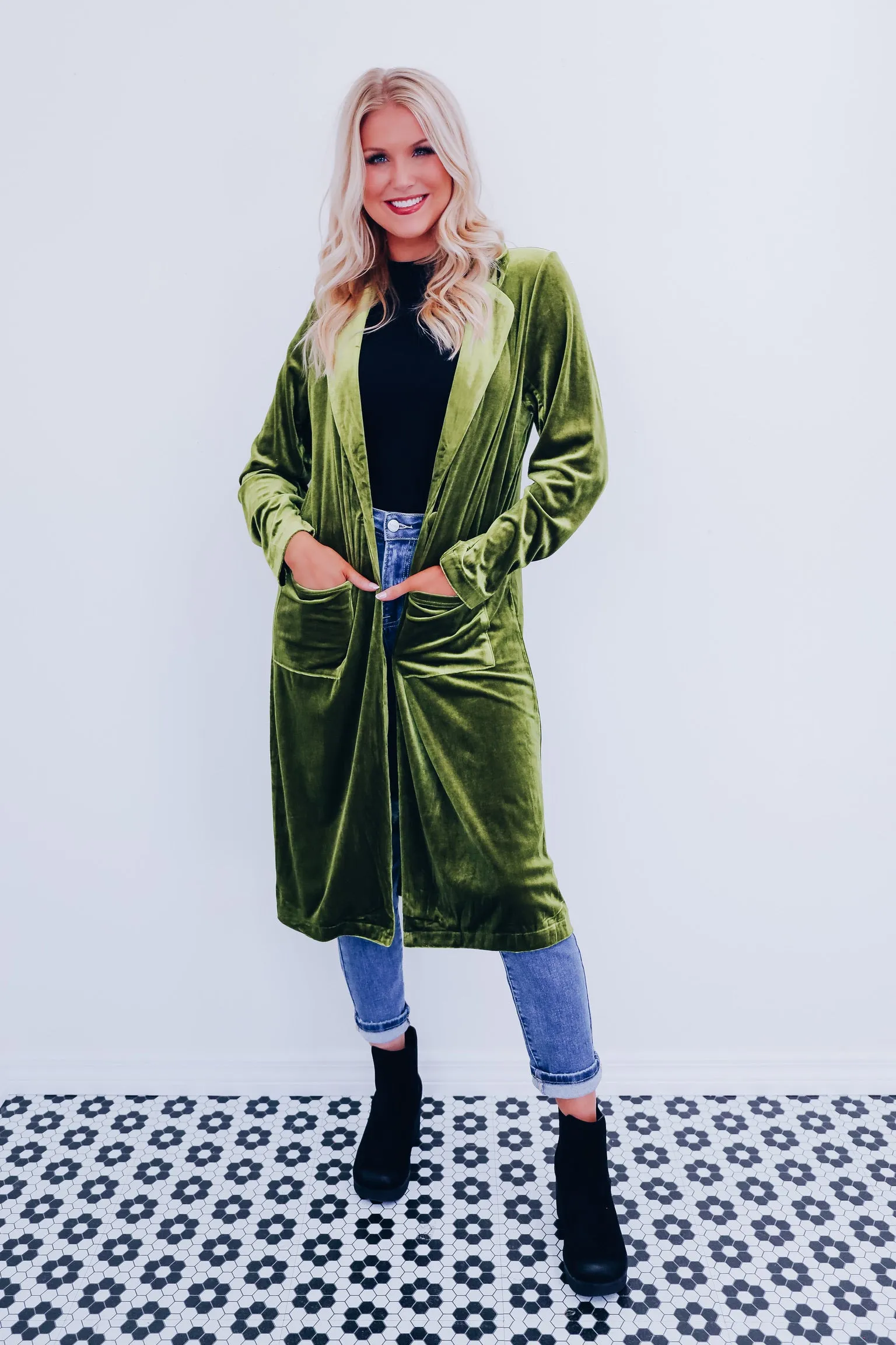 Tibi Timeless Velvet Duster - Green