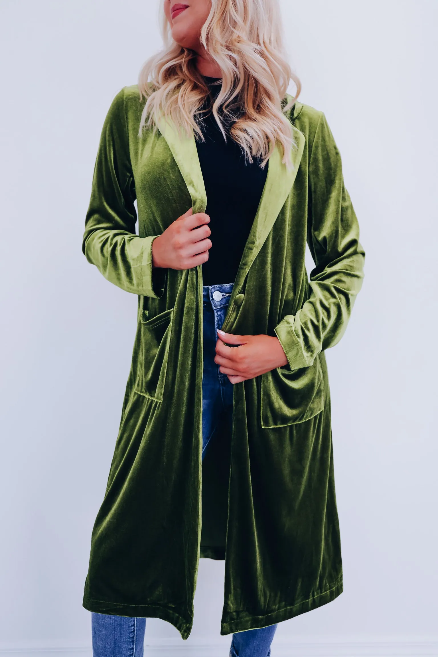 Tibi Timeless Velvet Duster - Green