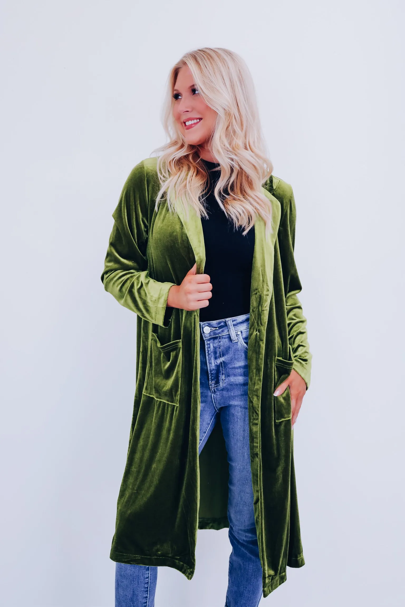 Tibi Timeless Velvet Duster - Green