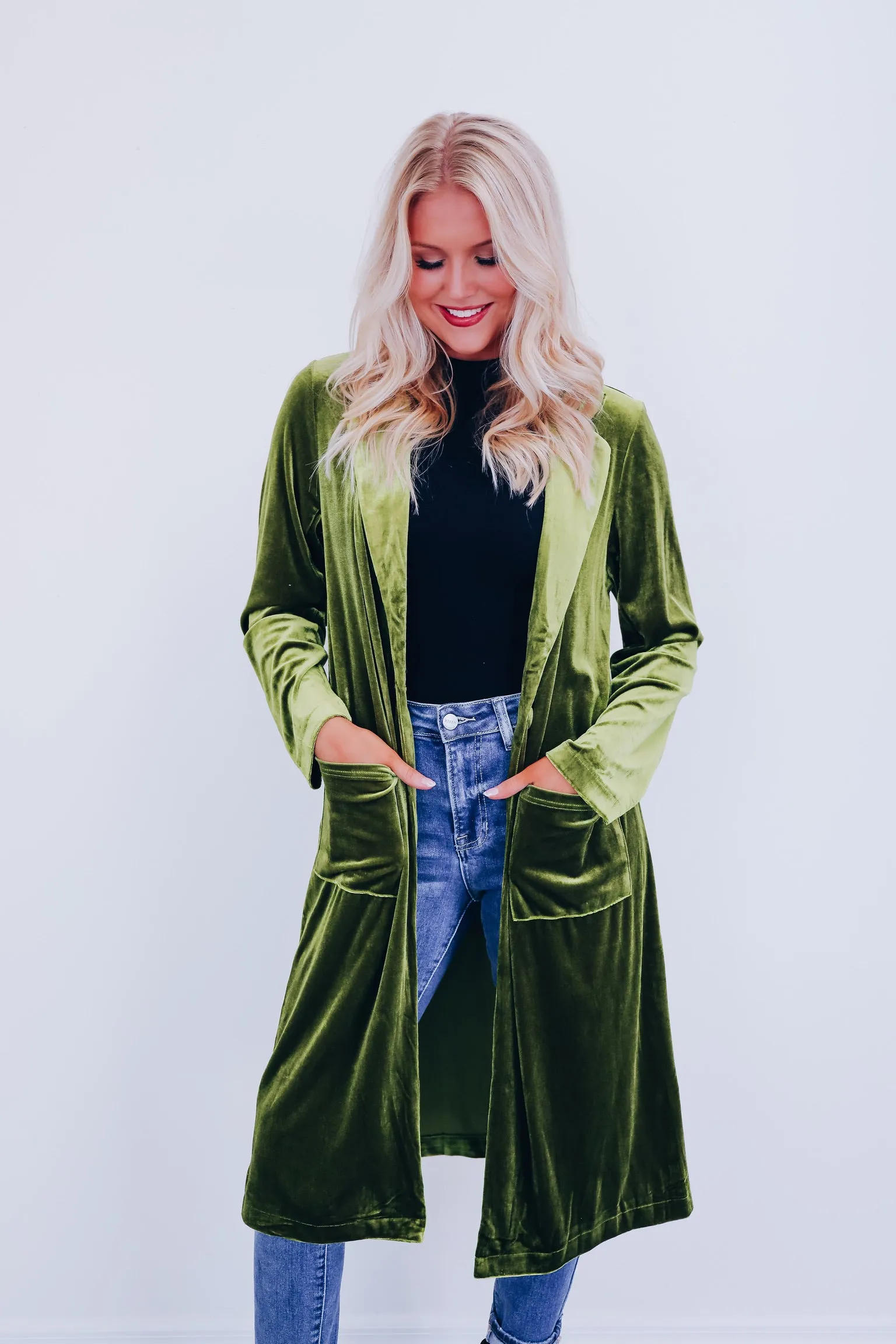 Tibi Timeless Velvet Duster - Green