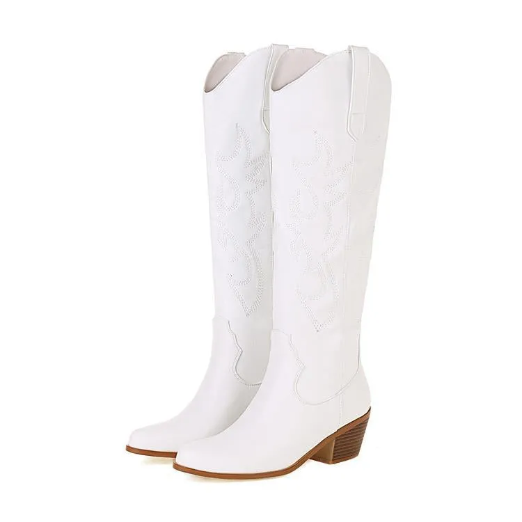 V-mouth Western Cowboy Knee High Boots