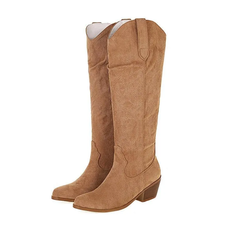 V-mouth Western Cowboy Knee High Boots