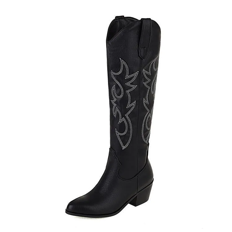 V-mouth Western Cowboy Knee High Boots