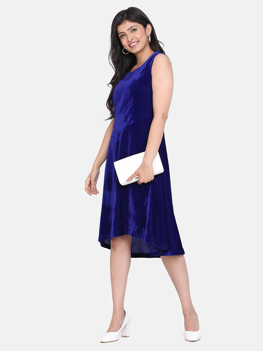 Velvet High Low Evening Dress- Royal Blue