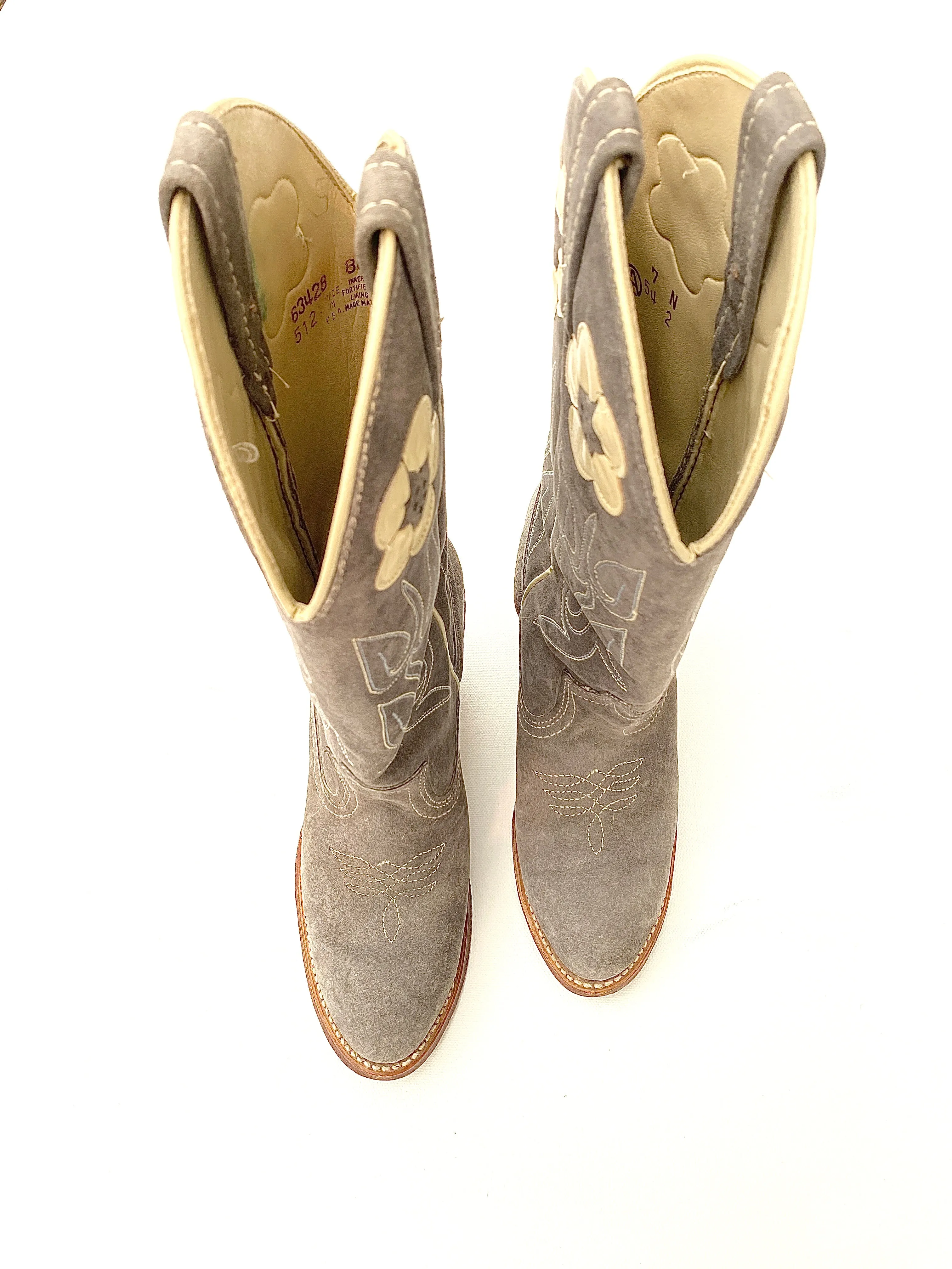 VINTAGE: Western Boots - Gray Suede