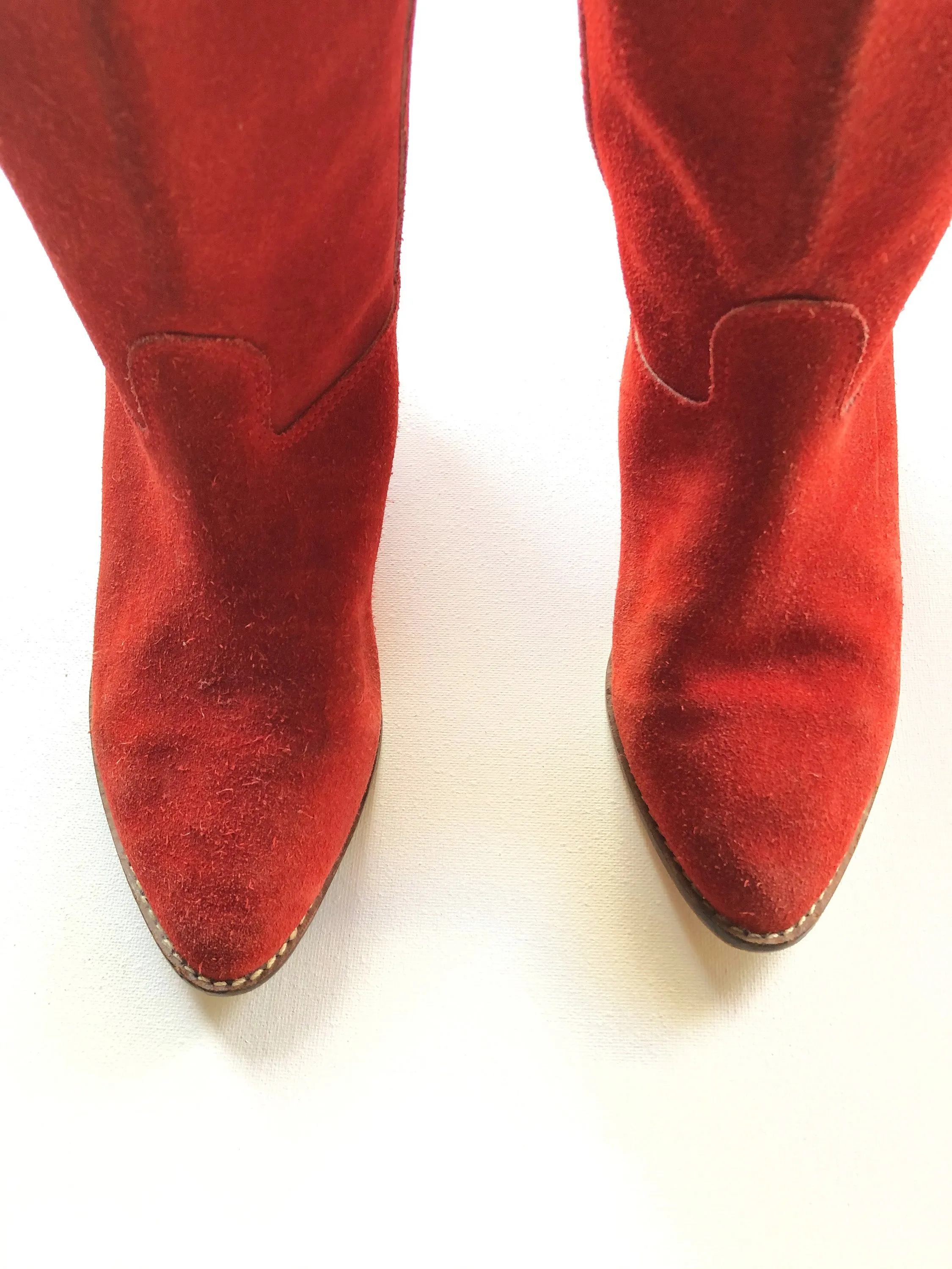 VINTAGE: Western Boots - Red Suede