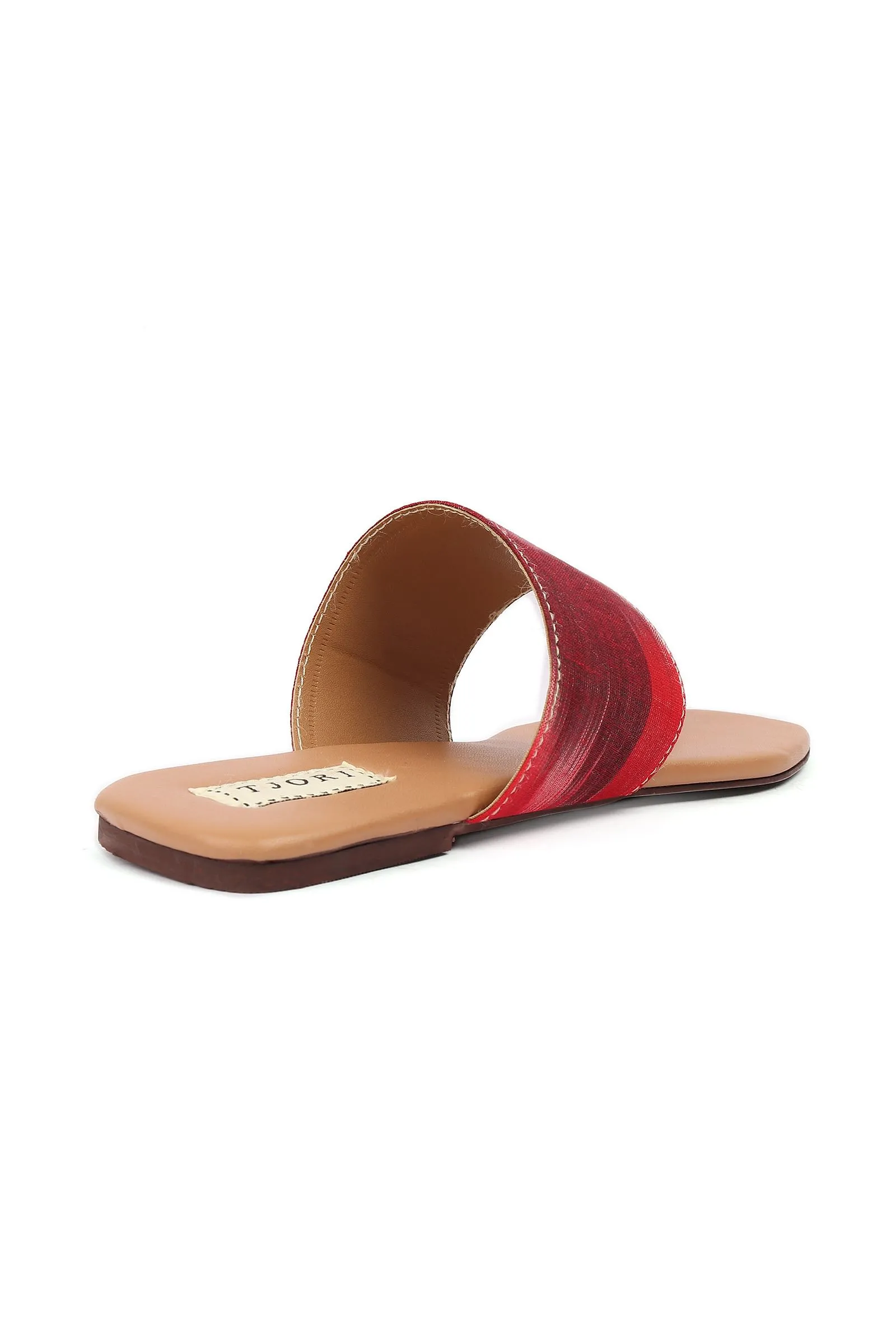 White & Caramel Brown Ikat Cruelty Free Leather One Toe Flats