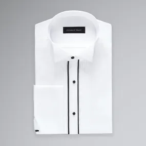 White Black Pleated Tuxedo Shirt